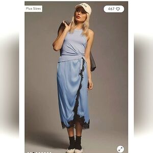 Anthropologie The Keeley Twofer Midi Dress Lavander Black Sleeveless SMALL